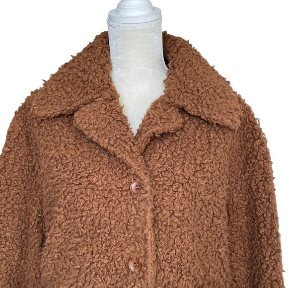 Cliche Women’s Wool Blend Teddy Sherpa Coat Jacket Size M Cocoa Brown Lined - Picture 3 of 9